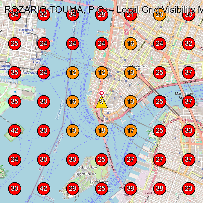 ROZARIO TOUMA, P.C. GeoGrid visibility map for Legal Services in New York
